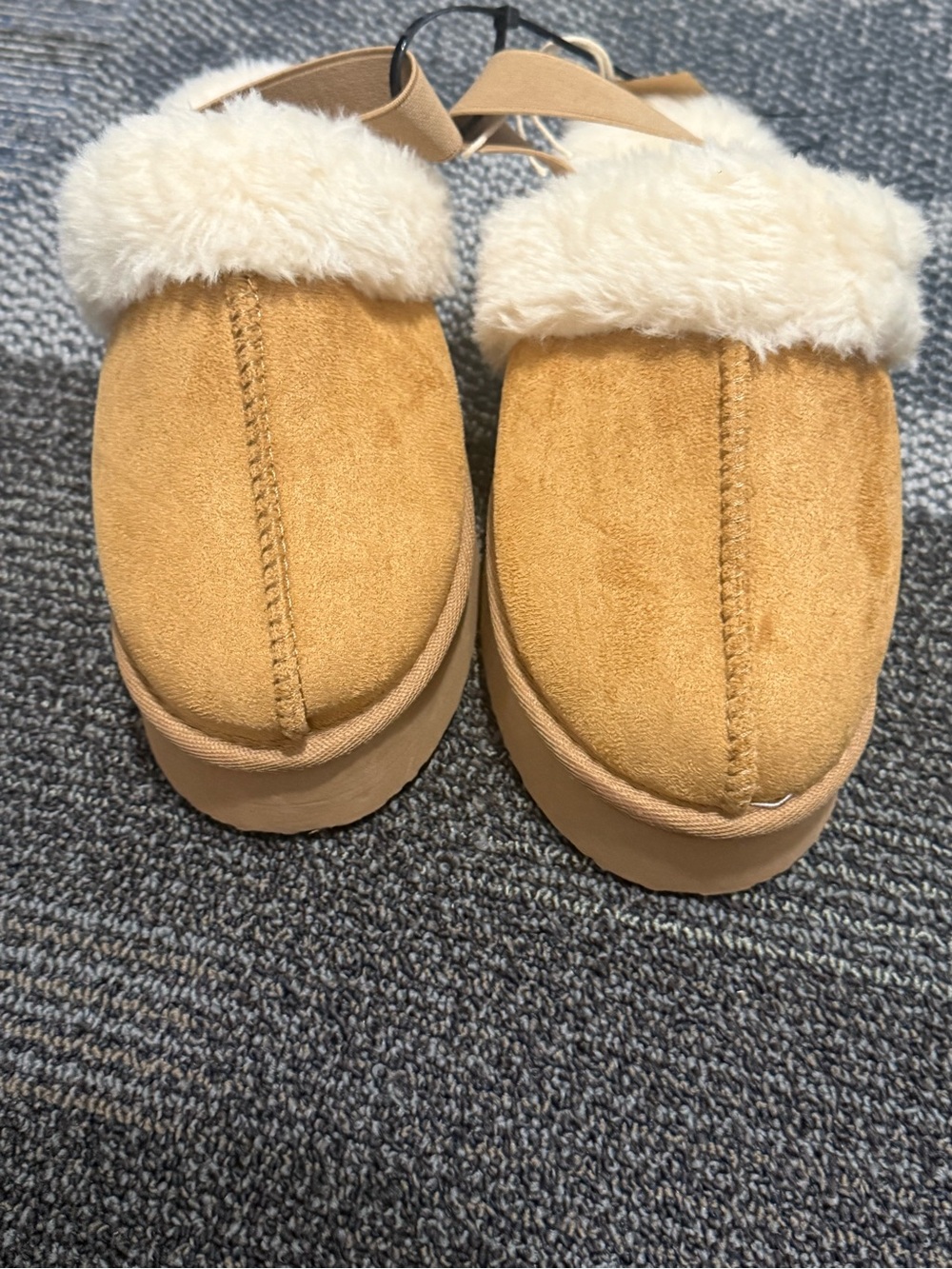 Shearling-Trim Suede Platform Mules - Camel - Picture 4 of 9
